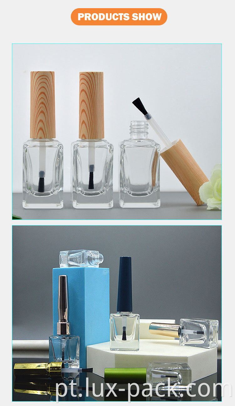 8ml 10ml 15ml Gel Luxo Clear Polish Bottles Garranha de vidro com escova